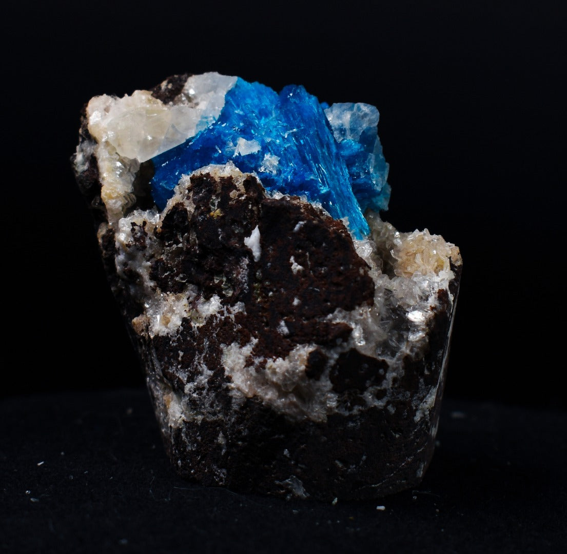 Rare Cavansite Cluster with Calcite & Stilbite On Matrix from Wagholi, Pune, India - 63 grams