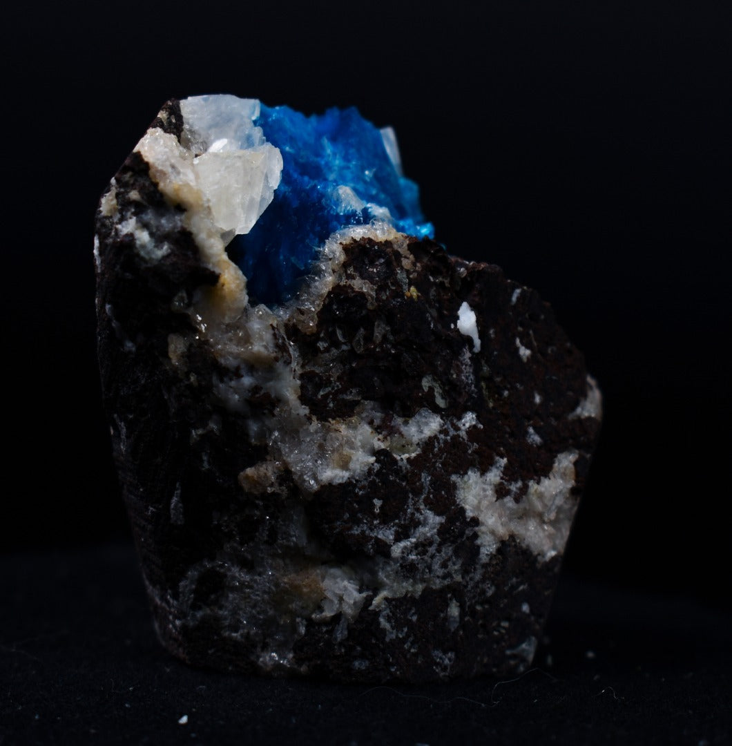 Rare Cavansite Cluster with Calcite & Stilbite On Matrix from Wagholi, Pune, India - 63 grams