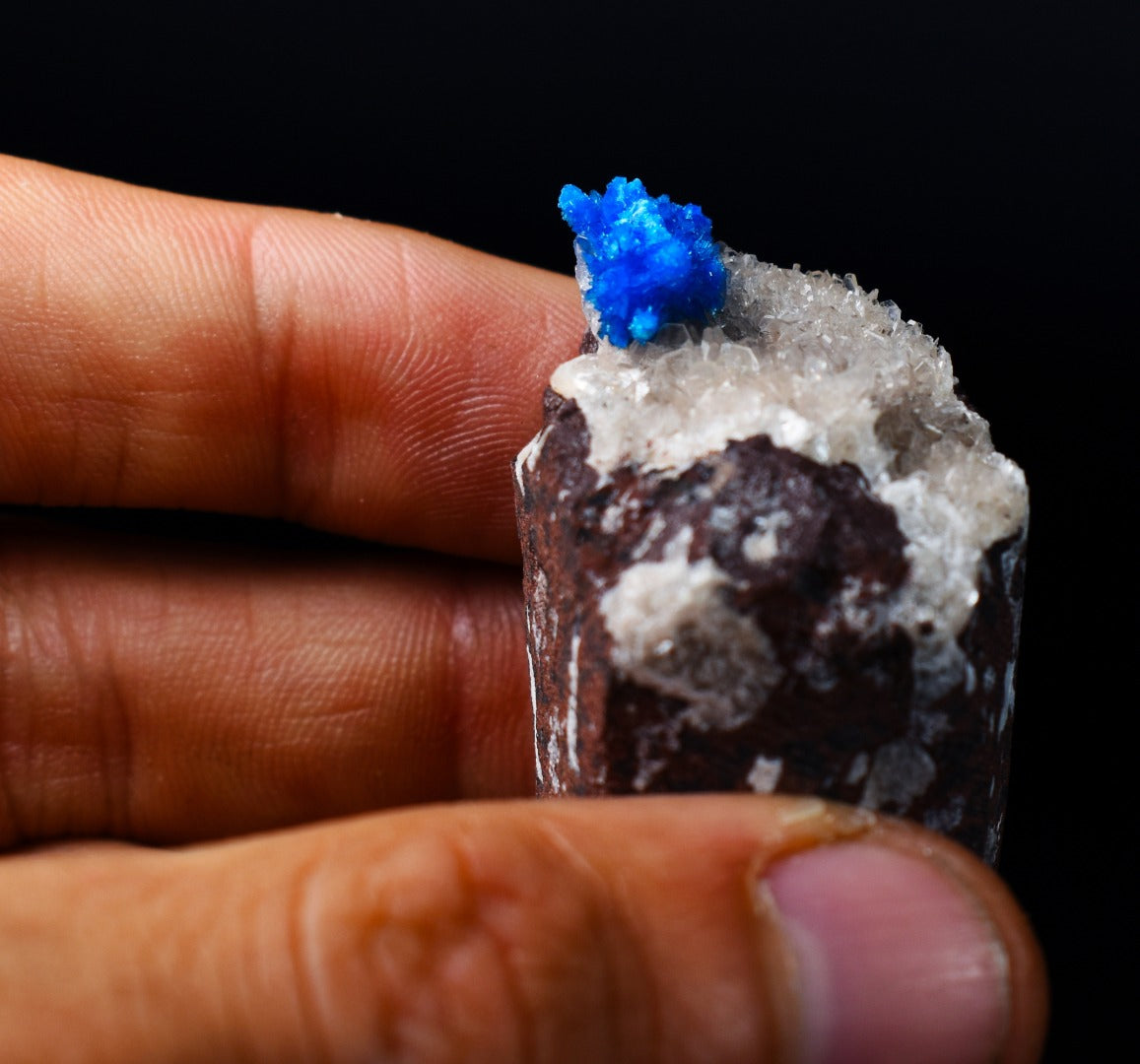 Rare Cavansite and Pentagonite Cluster with Stilbite On Matrix from Wagholi, Pune, India - 38 grams