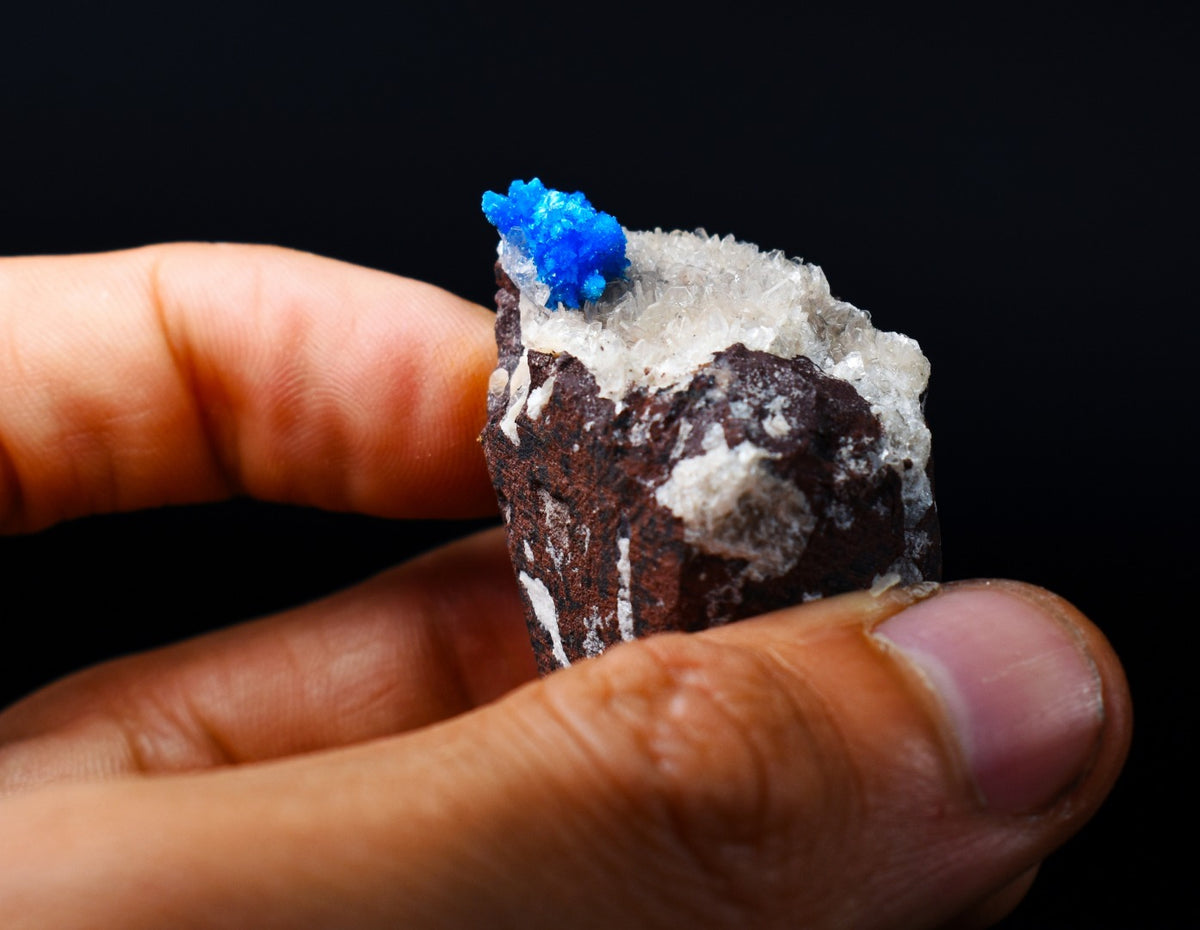 Rare Cavansite and Pentagonite Cluster with Stilbite On Matrix from Wagholi, Pune, India - 38 grams