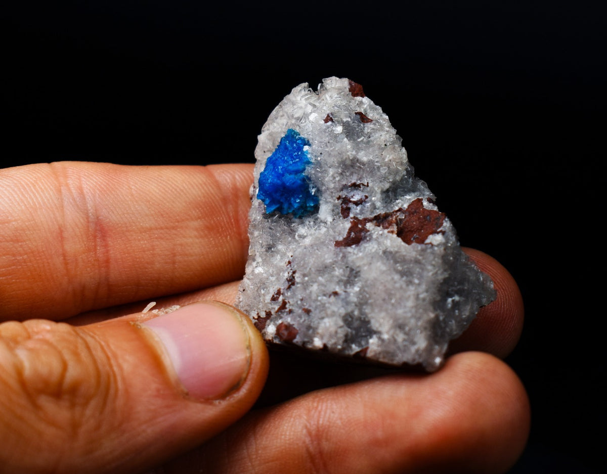 Rare Cavansite Cluster with Stilbite On Matrix from Wagholi, Pune, India - 18 grams