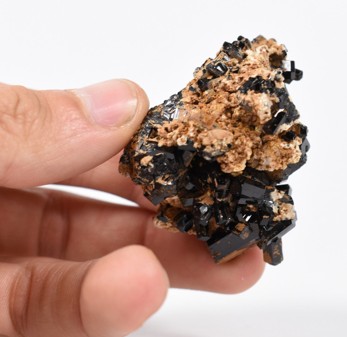 Lustrous Black Tourmaline On Feldspar - Raw Schorl Crystal Cluster - Natural Mineral Specimen - 43 Grams - Crystal Decor