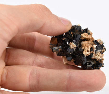 Lustrous Black Tourmaline On Feldspar - Raw Schorl Crystal Cluster - Natural Mineral Specimen - 43 Grams - Crystal Decor