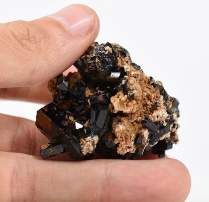 Lustrous Black Tourmaline On Feldspar - Raw Schorl Crystal Cluster - Natural Mineral Specimen - 43 Grams - Crystal Decor