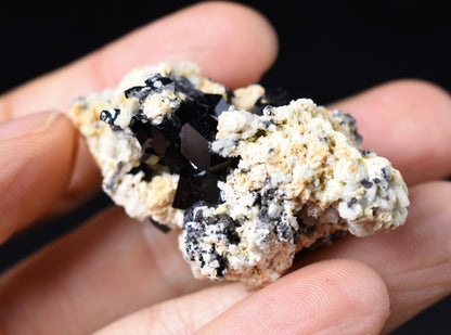 Lustrous Black Tourmaline On Feldspar - Raw Schorl Crystal Cluster - Natural Mineral Specimen - 29 Grams - Crystal Decor