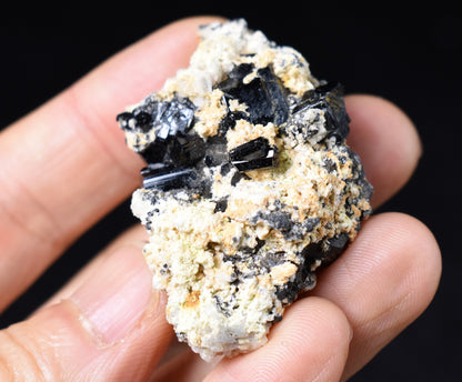 Lustrous Black Tourmaline On Feldspar - Raw Schorl Crystal Cluster - Natural Mineral Specimen - 29 Grams - Crystal Decor