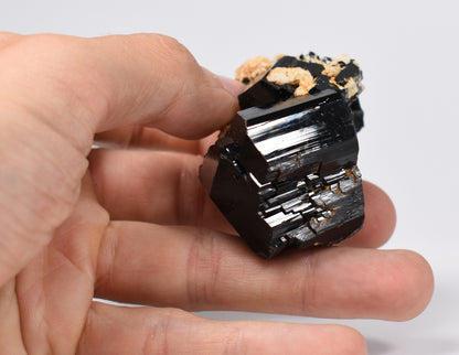 Lustrous Black Tourmaline On Feldspar - Raw Schorl Crystal Cluster - Natural Mineral Specimen - 101 Grams - Crystal Decor