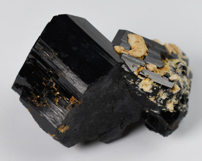 Lustrous Black Tourmaline On Feldspar - Raw Schorl Crystal Cluster - Natural Mineral Specimen - 101 Grams - Crystal Decor