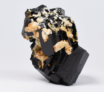 Lustrous Black Tourmaline On Feldspar - Raw Schorl Crystal Cluster - Natural Mineral Specimen - 101 Grams - Crystal Decor