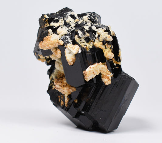 Lustrous Black Tourmaline On Feldspar - Raw Schorl Crystal Cluster - Natural Mineral Specimen - 101 Grams - Crystal Decor