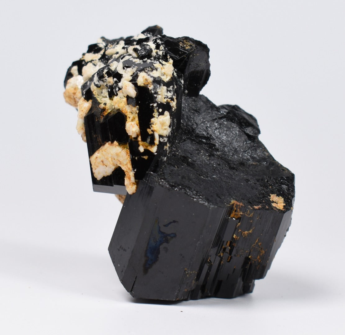 Lustrous Black Tourmaline On Feldspar - Raw Schorl Crystal Cluster - Natural Mineral Specimen - 101 Grams - Crystal Decor