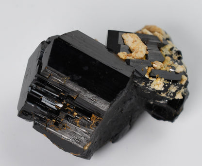 Lustrous Black Tourmaline On Feldspar - Raw Schorl Crystal Cluster - Natural Mineral Specimen - 101 Grams - Crystal Decor