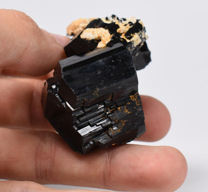 Lustrous Black Tourmaline On Feldspar - Raw Schorl Crystal Cluster - Natural Mineral Specimen - 101 Grams - Crystal Decor