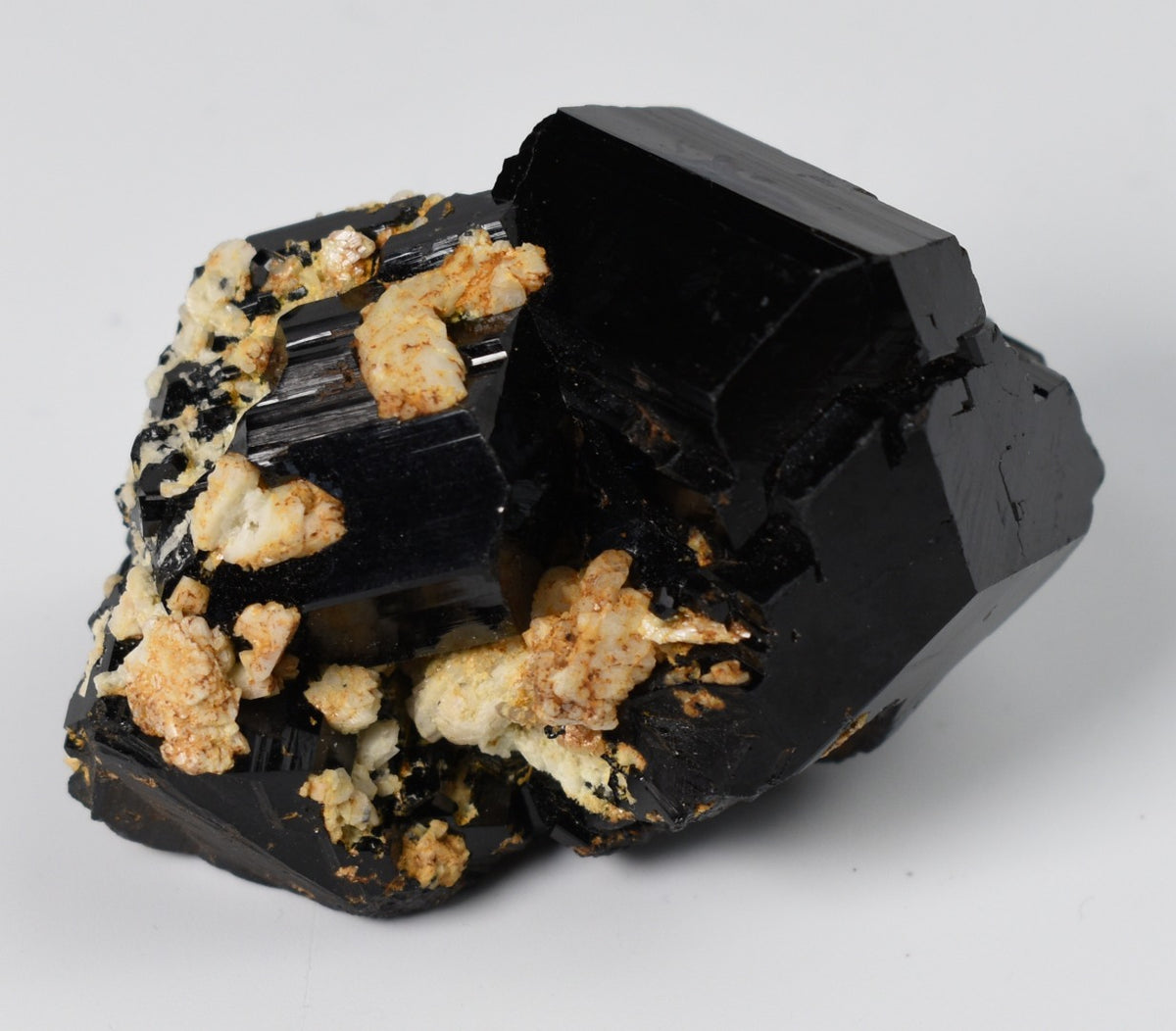 Lustrous Black Tourmaline On Feldspar - Raw Schorl Crystal Cluster - Natural Mineral Specimen - 101 Grams - Crystal Decor