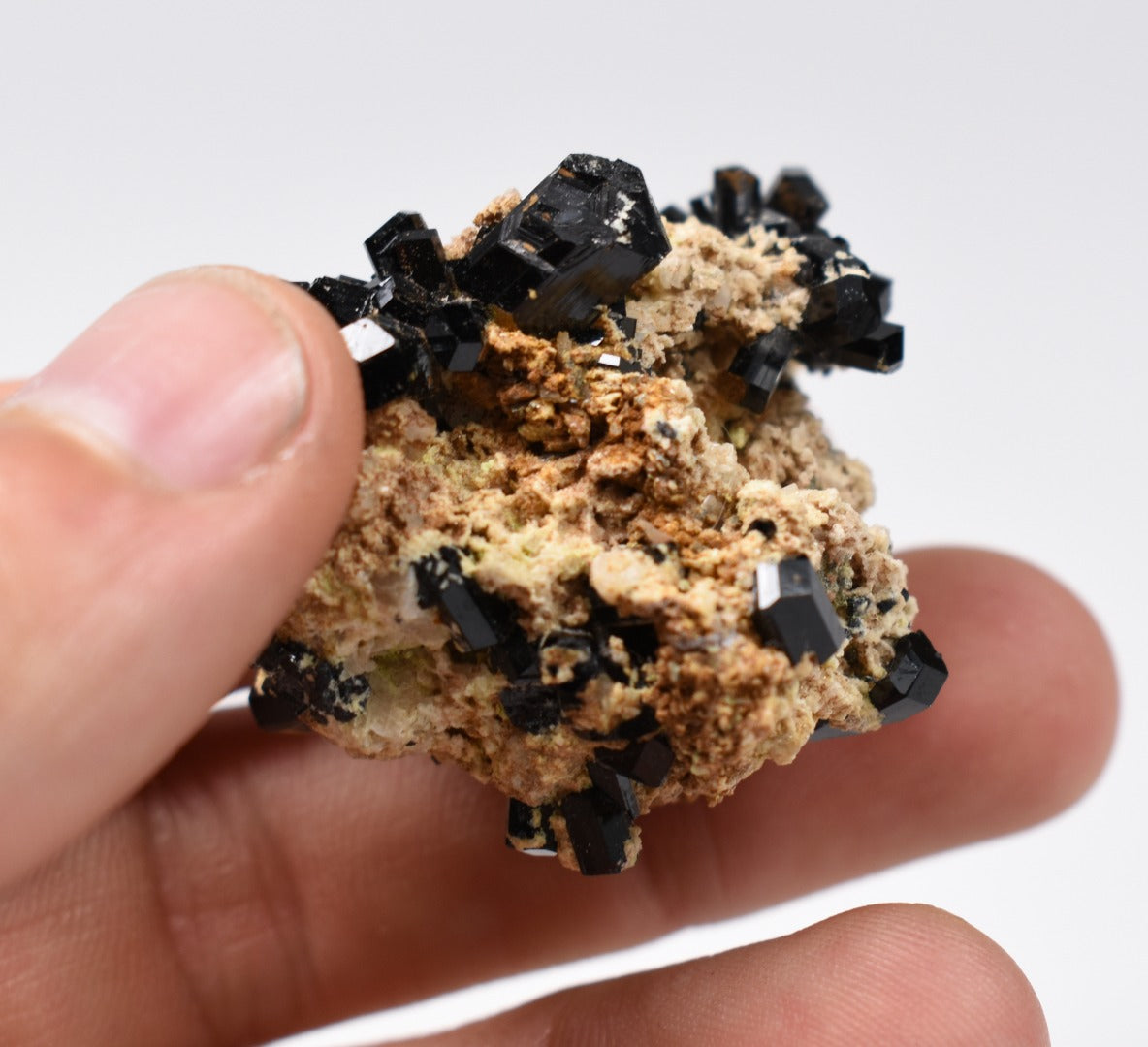 Lustrous Black Tourmaline On Feldspar - Raw Schorl Crystal Cluster - Natural Mineral Specimen - 28 Grams - Crystal Decor