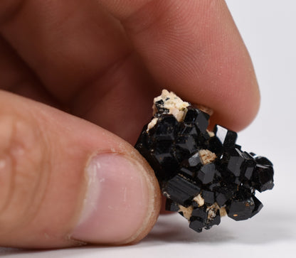 Lustrous Black Tourmaline On Feldspar - Raw Schorl Crystal Cluster - Natural Mineral Specimen - 7 Grams - Crystal Decor