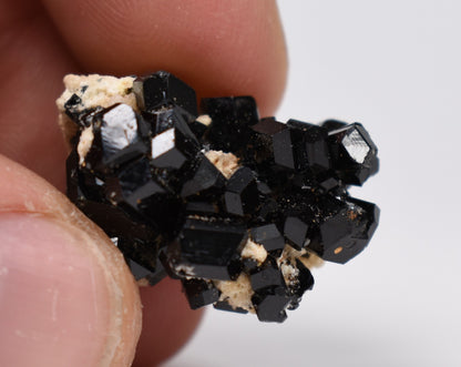Lustrous Black Tourmaline On Feldspar - Raw Schorl Crystal Cluster - Natural Mineral Specimen - 7 Grams - Crystal Decor