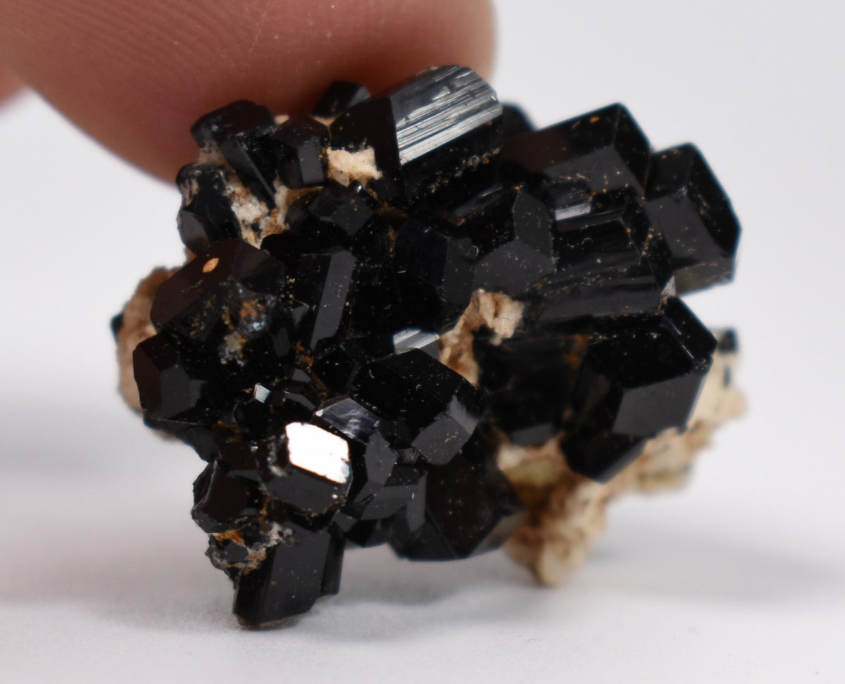 Lustrous Black Tourmaline On Feldspar - Raw Schorl Crystal Cluster - Natural Mineral Specimen - 7 Grams - Crystal Decor