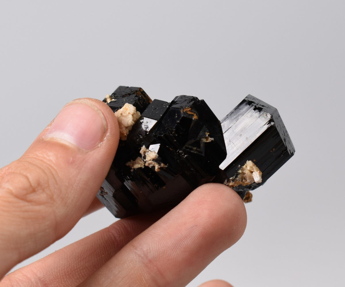 Lustrous Black Tourmaline On Feldspar - Raw Schorl Crystal Cluster - Natural Mineral Specimen - 67 Grams - Crystal Decor