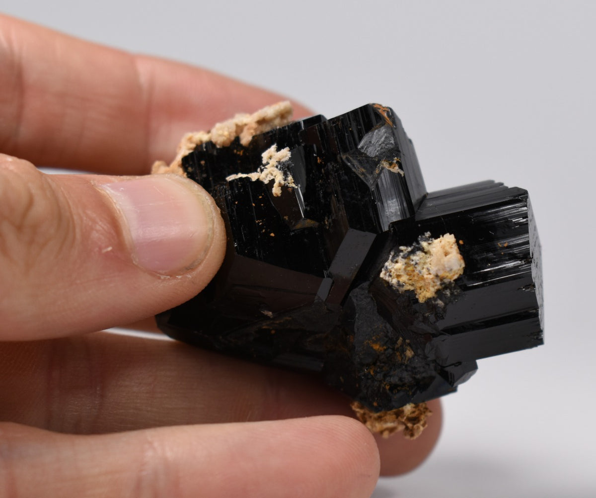 Lustrous Black Tourmaline On Feldspar - Raw Schorl Crystal Cluster - Natural Mineral Specimen - 67 Grams - Crystal Decor