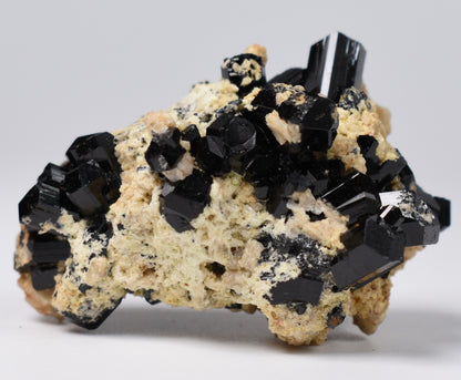 Lustrous Black Tourmaline On Feldspar - Raw Schorl Crystal Cluster - Natural Mineral Specimen - 34 Grams - Crystal Decor