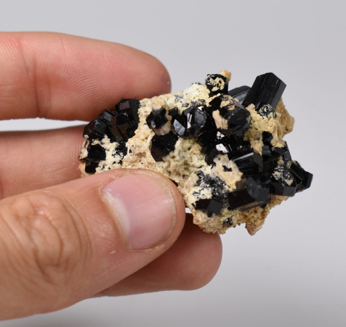 Lustrous Black Tourmaline On Feldspar - Raw Schorl Crystal Cluster - Natural Mineral Specimen - 34 Grams - Crystal Decor