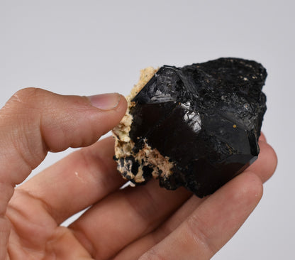 Lustrous Black Tourmaline On Feldspar - Raw Schorl Crystal Cluster - Natural Mineral Specimen - 138 Grams - Crystal Decor