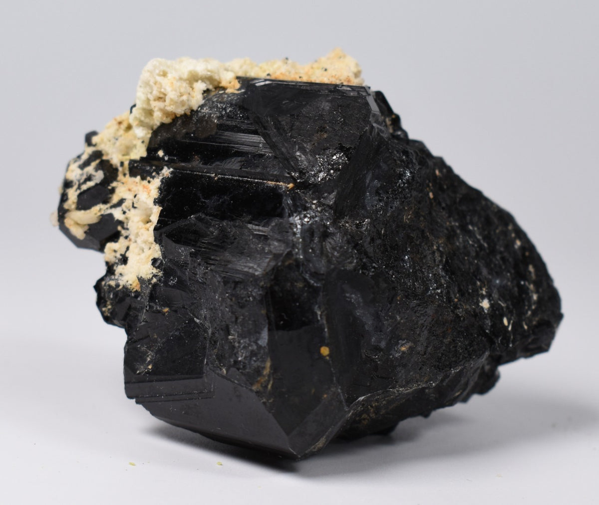 Lustrous Black Tourmaline On Feldspar - Raw Schorl Crystal Cluster - Natural Mineral Specimen - 138 Grams - Crystal Decor