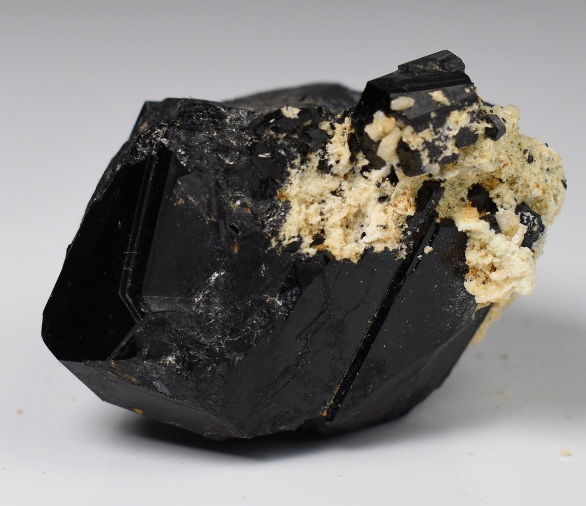 Lustrous Black Tourmaline On Feldspar - Raw Schorl Crystal Cluster - Natural Mineral Specimen - 138 Grams - Crystal Decor