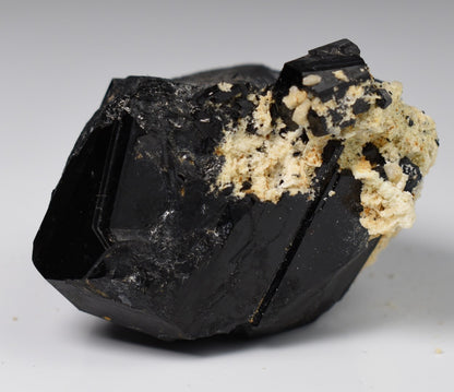 Lustrous Black Tourmaline On Feldspar - Raw Schorl Crystal Cluster - Natural Mineral Specimen - 138 Grams - Crystal Decor
