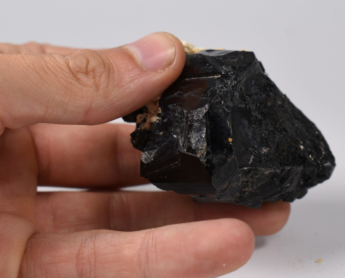 Lustrous Black Tourmaline On Feldspar - Raw Schorl Crystal Cluster - Natural Mineral Specimen - 138 Grams - Crystal Decor