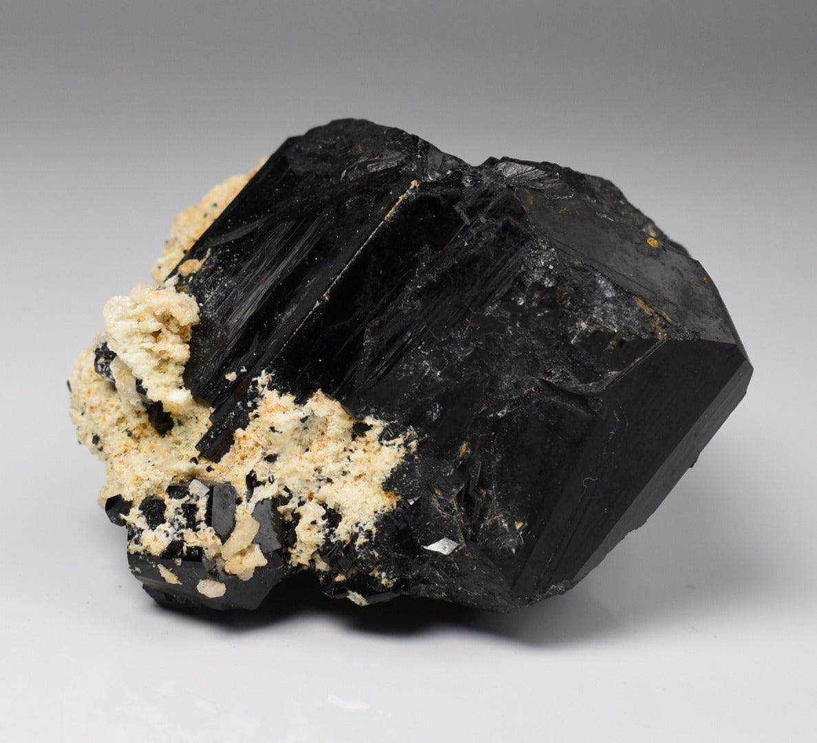 Lustrous Black Tourmaline On Feldspar - Raw Schorl Crystal Cluster - Natural Mineral Specimen - 138 Grams - Crystal Decor