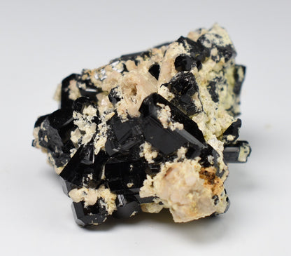 Lustrous Black Tourmaline On Feldspar - Raw Schorl Crystal Cluster - Natural Mineral Specimen - 38 Grams - Crystal Decor