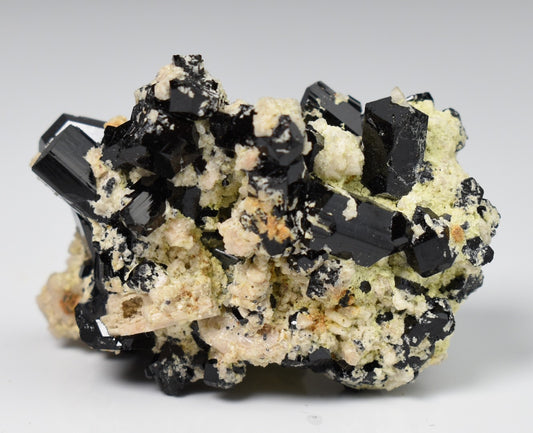 Lustrous Black Tourmaline On Feldspar - Raw Schorl Crystal Cluster - Natural Mineral Specimen - 38 Grams - Crystal Decor