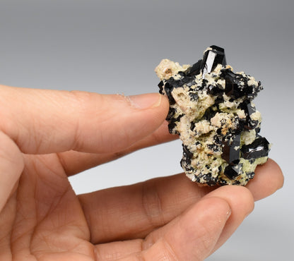 Lustrous Black Tourmaline On Feldspar - Raw Schorl Crystal Cluster - Natural Mineral Specimen - 38 Grams - Crystal Decor