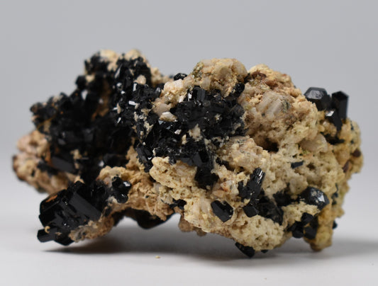 Lustrous Black Tourmaline On Feldspar - Raw Schorl Crystal Cluster - Natural Mineral Specimen - 70 Grams - Crystal Decor