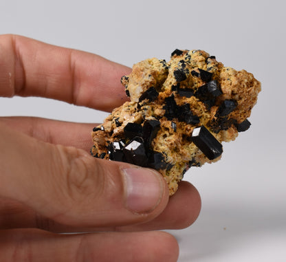 Lustrous Black Tourmaline On Feldspar - Raw Schorl Crystal Cluster - Natural Mineral Specimen - 47 Grams - Crystal Decor