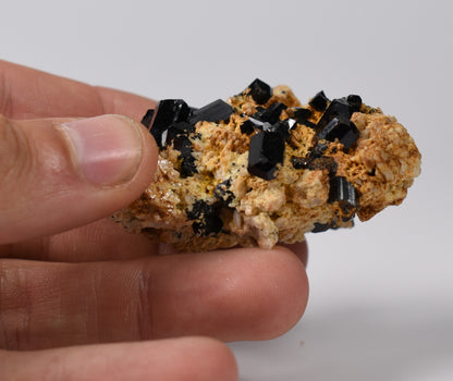 Lustrous Black Tourmaline On Feldspar - Raw Schorl Crystal Cluster - Natural Mineral Specimen - 47 Grams - Crystal Decor