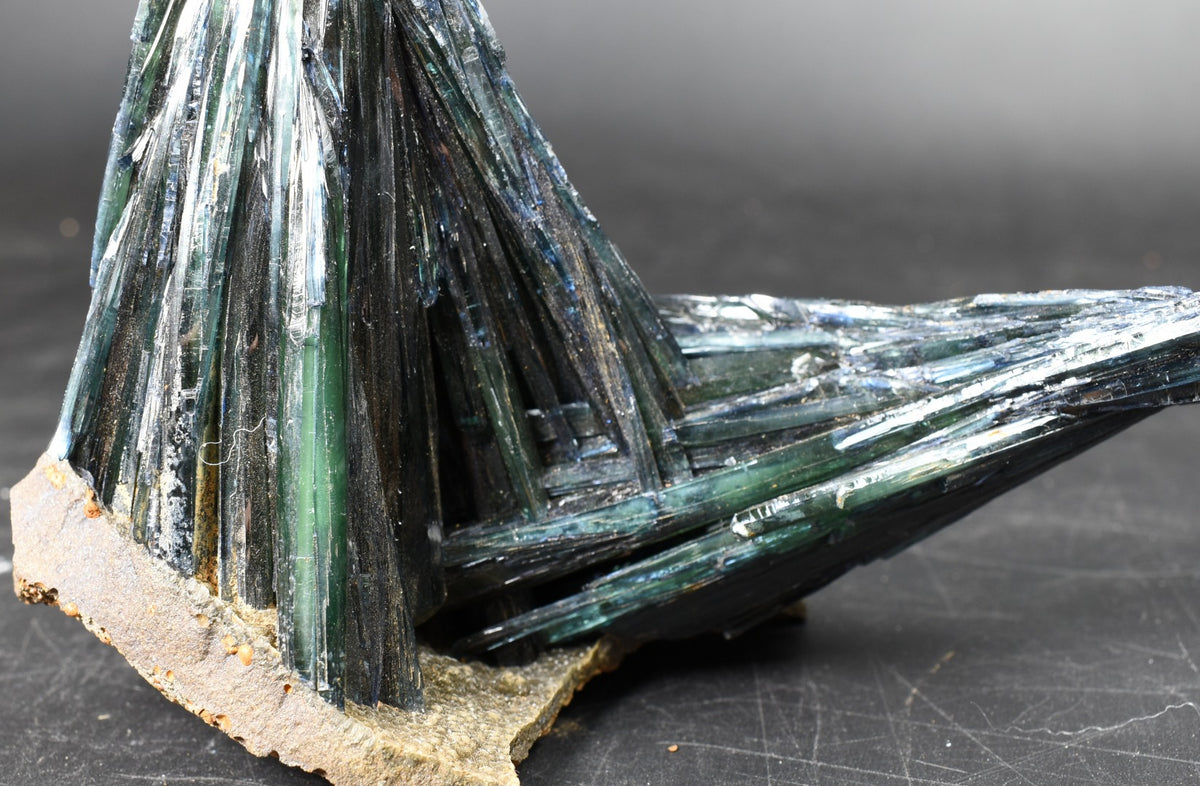 Large Rare Vivianite Crystal from Brazil - Deep Blue-Green Prismatic Blades, Brazilian Vivianite Specimen, Collector Mineral - 453g - #01