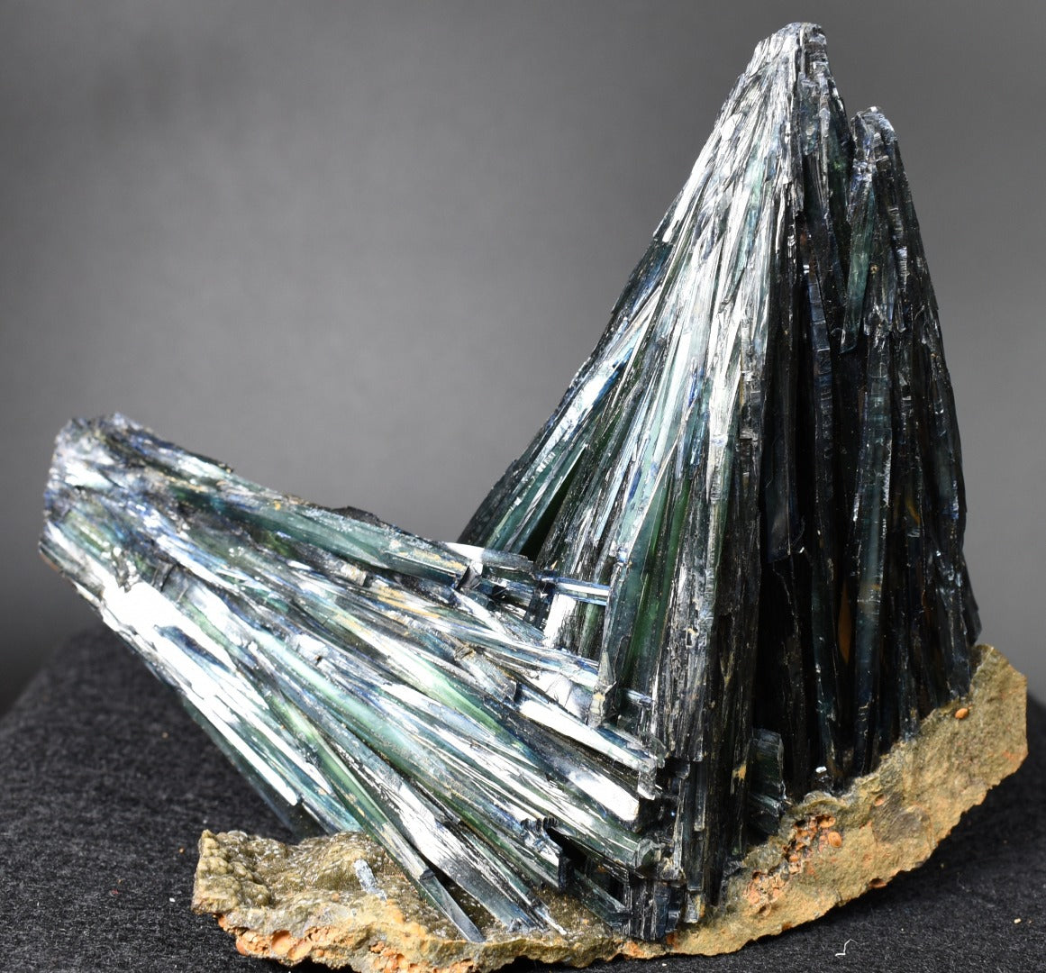 Large Rare Vivianite Crystal from Brazil - Deep Blue-Green Prismatic Blades, Brazilian Vivianite Specimen, Collector Mineral - 453g - #01