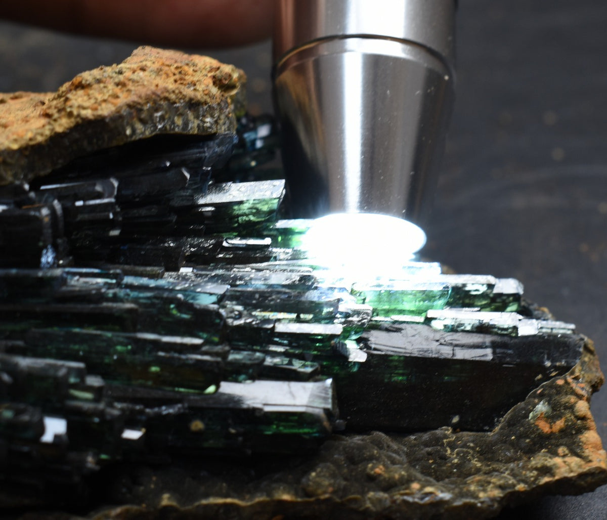 Large Rare Vivianite Crystal from Brazil - Deep Blue-Green Prismatic Blades, Brazilian Vivianite Specimen, Collector Mineral - 624g - #02