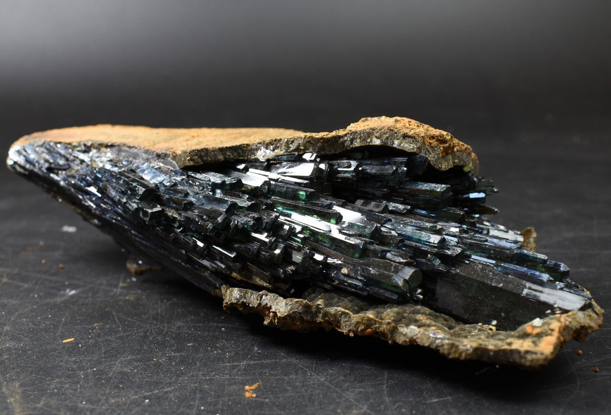 Large Rare Vivianite Crystal from Brazil - Deep Blue-Green Prismatic Blades, Brazilian Vivianite Specimen, Collector Mineral - 624g - #02