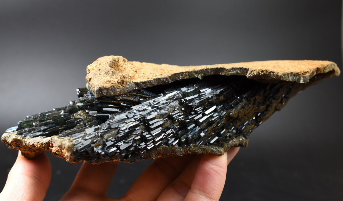 Large Rare Vivianite Crystal from Brazil - Deep Blue-Green Prismatic Blades, Brazilian Vivianite Specimen, Collector Mineral - 624g - #02
