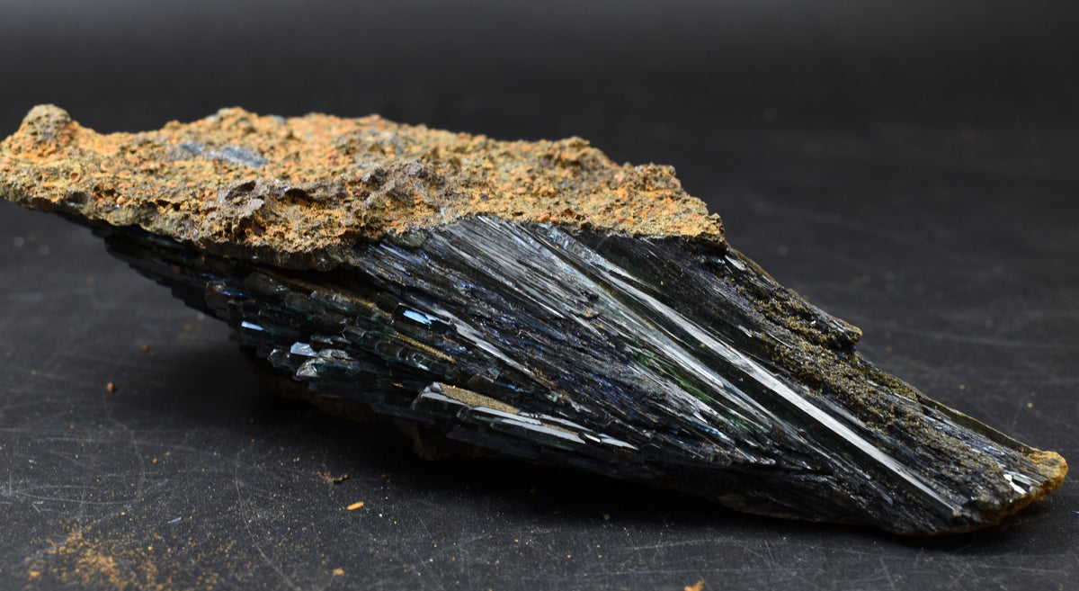 Large Rare Vivianite Crystal from Brazil - Deep Blue-Green Prismatic Blades, Brazilian Vivianite Specimen, Collector Mineral - 624g - #02