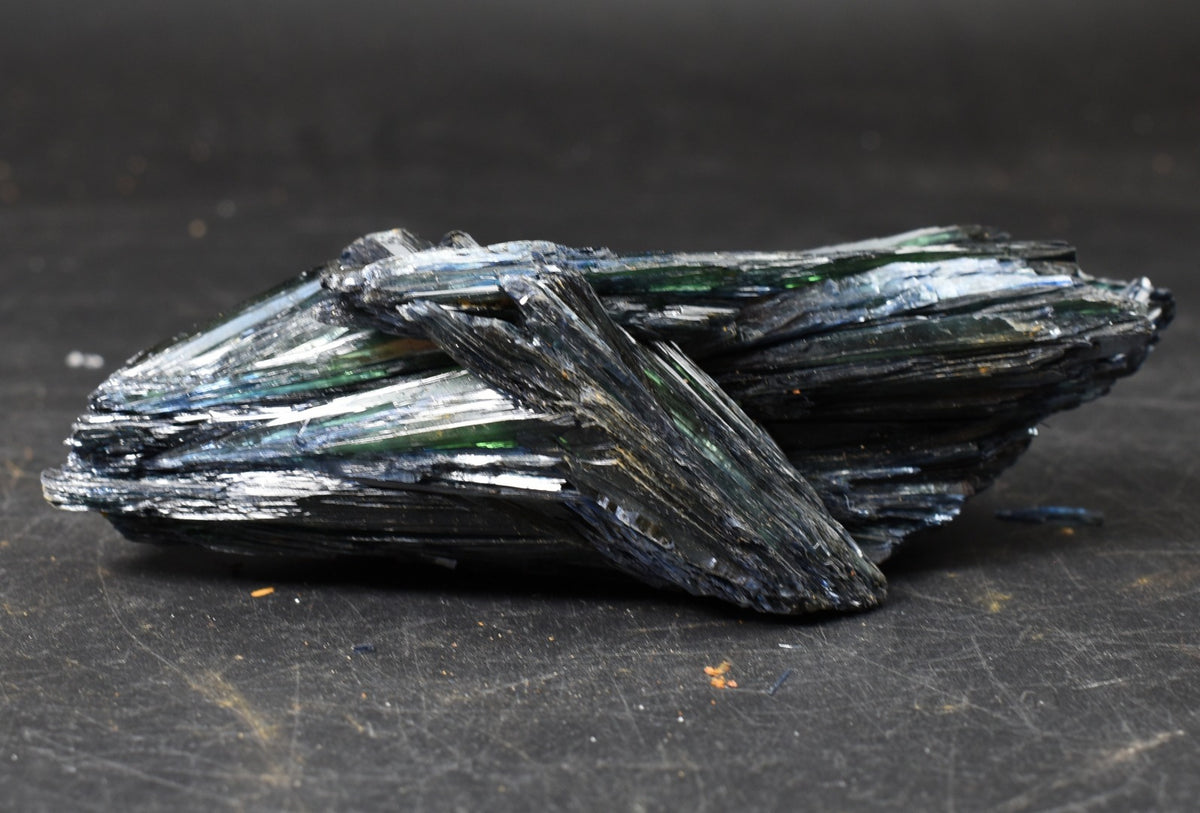 Large Rare Vivianite Crystal from Brazil - Deep Blue-Green Prismatic Blades, Brazilian Vivianite Specimen, Collector Mineral - 257g - #03