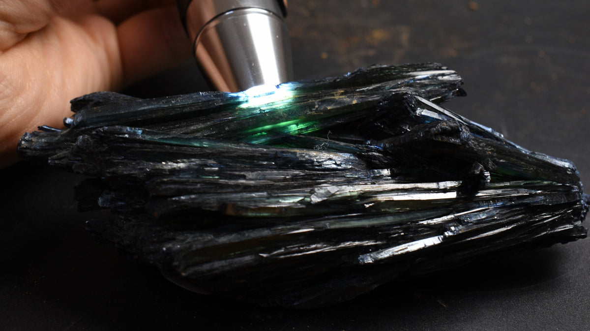 Large Rare Vivianite Crystal from Brazil - Deep Blue-Green Prismatic Blades, Brazilian Vivianite Specimen, Collector Mineral - 257g - #03