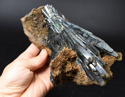 Large Rare Vivianite Crystal from Brazil - Deep Blue-Green Prismatic Blades, Brazilian Vivianite Specimen, Collector Mineral - 854g - #04