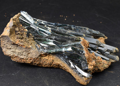 Large Rare Vivianite Crystal from Brazil - Deep Blue-Green Prismatic Blades, Brazilian Vivianite Specimen, Collector Mineral - 854g - #04