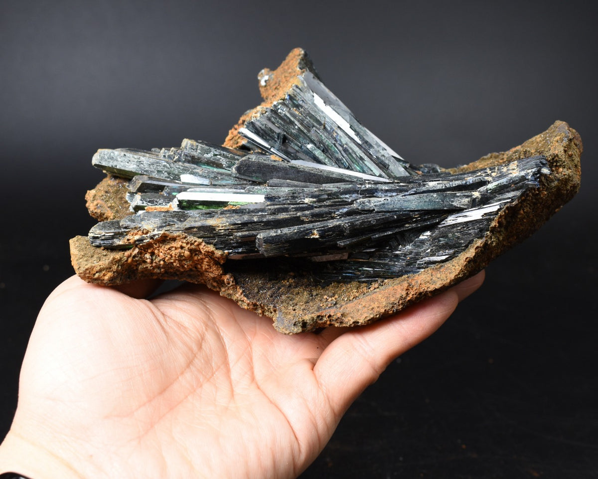 Large Rare Vivianite Crystal from Brazil - Deep Blue-Green Prismatic Blades, Brazilian Vivianite Specimen, Collector Mineral - 854g - #04