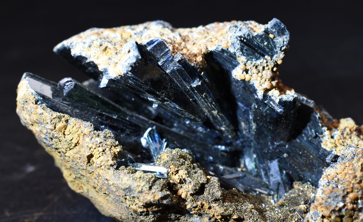 Large Rare Vivianite Crystal from Brazil - Deep Blue-Green Prismatic Blades, Brazilian Vivianite Specimen, Collector Mineral - 359g - #07